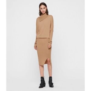 Allsaints Sofi Knit Dress Toffee Brown 